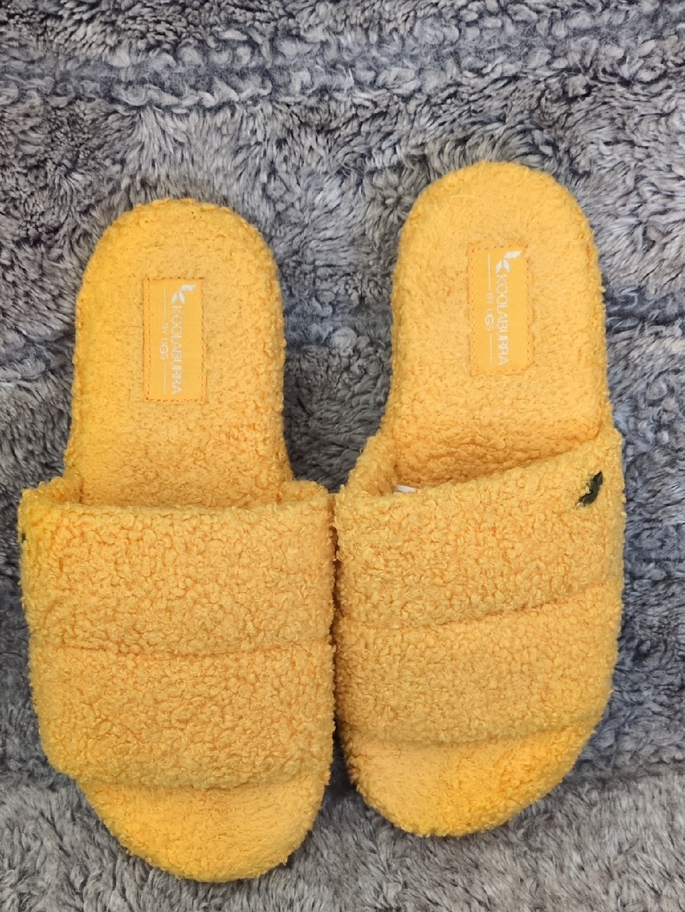 Kookaburra By Ugg Peaches Plush Yellow Slide Slippers Sz 8 - Picture 2 of 5